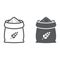 Bag of wheat line and glyph icon, farming