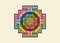 Bagalamukhi Yantra Mandala, old colorful sacred Tibetan diagram the vital energy. Hinduism Bhuvaneshwari Yantra Prakriti, isolated