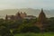 Bagan ancient pagodas at sunset, Mandalay region, Myanmar