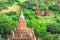 Bagan, Myanmar ancient temple ruins landscape in the archaeological zone