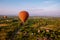 Bagan Myanmar, hot air balloon during Sunrise above temples and pagodas of Bagan Myanmar, Sunrise Pagan Myanmar temple