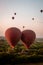 Bagan Myanmar, hot air balloon during Sunrise above temples and pagodas of Bagan Myanmar, Sunrise Pagan Myanmar temple