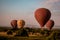 Bagan Myanmar, hot air balloon during Sunrise above temples and pagodas of Bagan Myanmar, Sunrise Pagan Myanmar temple