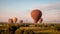 Bagan Myanmar, hot air balloon during Sunrise above temples and pagodas of Bagan Myanmar, Sunrise Pagan Myanmar temple