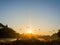 Bagan, Myanmar - Hot-air balloons for sightseeing at the first sunrise of the year.