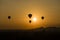 BAGAN, MYANMAR, JANUARY 2, 2018: Scenic sunrise with many hot air balloons