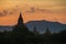 Bagan temple silhouettes at sunset