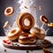 Bagel bread buns, traditional food, dynamic food photography