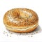 bagel with poppy seeds on white background_generative_ai