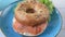 Bagel with salmon and cream cheese, falling bun