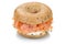 Bagel sandwich with salmon fish isolated