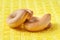 Bagels close up. Small dry bagels on yellow. Selective focus