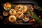 bagels with various seeds on a baking tray