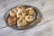 Bagels on a vintage table