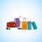 Baggage on Airport Luggage Cart Cartoon Vector