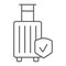 Baggage insurance thin line icon, protection and luggage, travel safety sign, vector graphics, a linear pattern on a