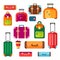 Baggage luggage suitcase backpack vector travel set