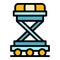 Baggage plane trolley icon color outline vector