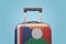 Baggage with Reunion flag print tourism and vacation concept