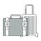 Baggage, suitcase and valise bag, isolated outline icons