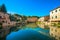 Bagno Vignoni village medieval thermal baths or hot pool. Tuscan