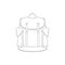 Bagpack outline drawing vector, Bagpack in a sketch style, trainers template outline, vector Illustration.