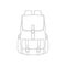 Bagpack outline drawing vector, Bagpack in a sketch style, trainers template outline, vector Illustration
