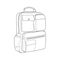 Bagpack outline drawing vector, Bagpack in a sketch style, trainers template outline, vector Illustration.