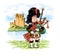 Bagpipe kilt skirt castle bear hat