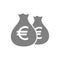 Bags of euro money pictogram icon. Euros money bag icon. Money sack icon.