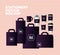 Bags and mugs mockup set with dark purple branding vector design