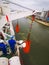 bags for overload test of lifeboat crane on board a ship in a dry dock