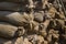 Bags with sand as old war barricade