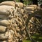 Bags with sand as old war barricade