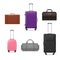 Bags and suitcases collection realistic vector illustration. Set of multicolored luggage for journey