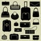 Bags and suitcases icons set