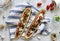 Baguette boats with chicken and mushrooms