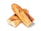 Baguette cut in half, Baguette bread, French bread, Organic baguette francese on white