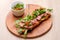 Baguette Sandwich with soud vide beef steak and chimichurri