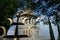 Baha`i shrine and temple in Hafia as seen through wroght iron fence