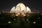 Bahai lotus temple at night in delhi