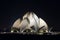 Bahai lotus temple at night in delhi, india