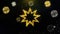Bahai nine pointed star bahaism icon on gold particles fireworks display.