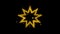 Bahai Nine pointed star Bahaism Icon Sparks Particles on Black Background.