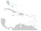 Bahamas blue marked in the map of Caribbean. Vector illustration