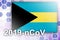 Bahamas flag and futuristic digital abstract composition with 2019-nCoV inscription. Covid-19 outbreak concept