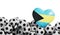 Bahamas flag heart with a soccer ball background. Football banner. 3D Rendering