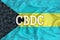 Bahamas flag with the inscription CBDC Central Bank Digital Currency and a blockchain grid around. Graphic concept for your