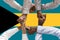 Bahamas flag, intergration of a multicultural group of young people