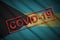 Bahamas flag and red Covid-19 stamp. Coronavirus 2019-nCov outbreak